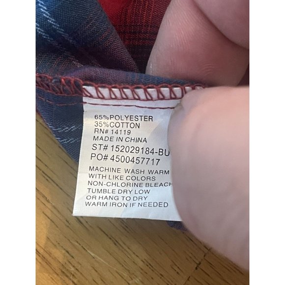 Ely Cattleman Blue Red Plaid Western Pearl Snap Shirt‎ Size L - Picture 6 of 6